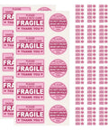 Fragile Handling Sticker Pack 600 Count For Boxes And Warehouse Shipments Red Copper Plate Labels With Easy To Read Handling Instructions High Visibility Shipping Labels For Moving And Logistics pink fragile stickers, rectangular and round