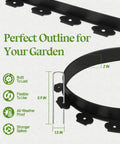 2 Inch Tall No-Dig Plastic Garden Edging Border Kit With 40 Ft Length And 40 Metal Spikes for Lawn Flower Beds, diagram showing dimensions