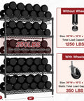Beefy 5-Tier Wire Shelving With Wheels, 36 Inch Wide 16 Inch Deep 79 Inch Tall Steel Storage Rack, Heavy Duty Alloy Steel Construction, 1250 Lbs Total Capacity, 250 Lbs Per Shelf, Mobile Garage Office Organizer with wheels