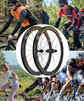 Anniversary Edition 50mm Carbon Wheelset For Road Bikes With Disc Brakes 700c Center Lock And QR against cycling backdrop