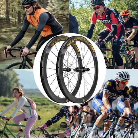 Anniversary Edition 50mm Carbon Wheelset For Road Bikes With Disc Brakes 700c Center Lock And QR against cycling backdrop