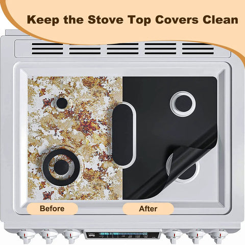 Comparison of stove top with Two Pack 21 Inch Silicone Stove Gap Covers For Gas Burners Nonstick Washable Reusable Easy To Clean Stovetop Gap Protector Mats.