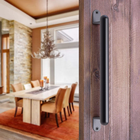17 Inch Barn Door Pull Handle For Sliding Doors And Gates, Heavy Duty Metal Fence Gate Pull, Ideal For Barn Doors, Black Finish