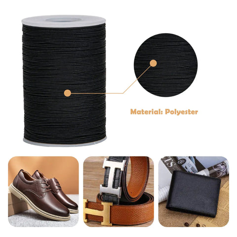 Rock Solid Waxed Thread For Leather Sewing And Bookbinding Hella Durable Half Millimeter Black Cord Great For Handcraft Projects That Gonna Hold Tight Without Fraying Or Snagging Edges On Your Next Custom Piece