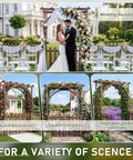 7.1Ft Wooden Garden Arbor With Gate And Picket Fences Lattice Sides Weather Resistant Arch Trellis For Climbing Plants Outdoor Yard And Wedding Decor images with varity of scenes