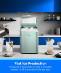 Heavy Hitter Countertop Bullet Ice Maker cranks out twenty six pounds daily in kitchen setting, with drinks and ice.
