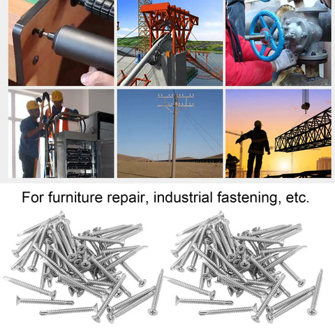 304 Stainless Cross Countersunk Head Screws With Fine Thread 50mm Drill Screws for furniture repairs and DIY projects