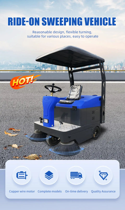 Ride On Commercial Floor Sweeper Machine For Factory Warehouse Industrial Cleaning Heavy Duty Brush System Self Propelled Sweeping Solution For Large Areas And Concrete Surfaces High Performance