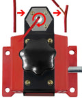 Hand Crank Copper Wire Stripper And Cable Stripping Machine for Wires 18 AWG to 1250 Kcm with adjustable clamps, red frame