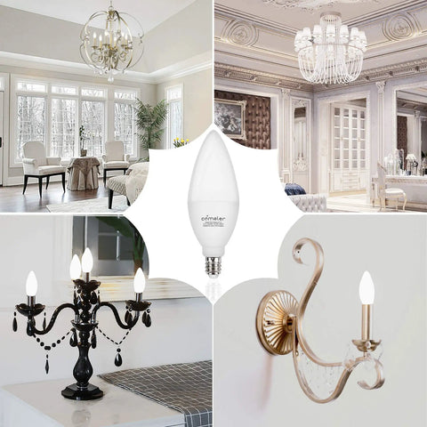 E12 LED Candle Bulb 60 Watt Equivalent For Chandelier And Ceiling Fan Lighting Daylight 5000K Bright White Small Base