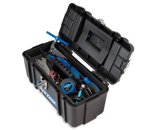 Open Advanced Mechanic Tool Kit AK5 in blue case with wrenches, sockets, Allen keys, and pliers visible for DIY and maintenance tasks