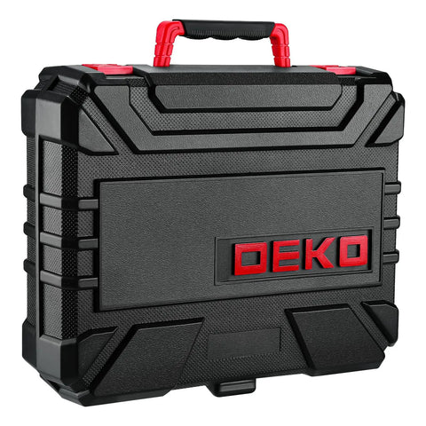Red 8V Cordless Drill Set With 126-Piece Hand Tool Kit For Women, Lightweight DIY Power Tool Bundle Perfect For Home Projects, Wood And Plastic Drilling, Variable Speed Up To 800 RPM, Includes Bit Set And Case, black DEKO case