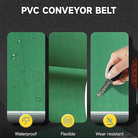 Smooth Operator Mini Desktop Conveyor Belt With Quick Gear Tuning And Heavy Duty DC Motor side view of waterproof PVC material for durability