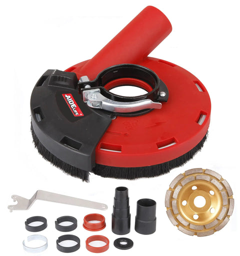 Surface Grinding Dust Shroud For 115mm To 125mm Angle Grinders, Heavy Duty Shield Fits Bosch Makita Ryobi DeWalt Milwaukee And More, Includes Diamond Cup Wheel