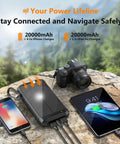 20000mAh Solar Power Bank With Wireless Charging Built In Cables And 15W USB C Fast Charging Charge Up To Six Devices At Once