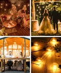 G40 Solar String Lights Outdoor 32Ft With 20 Plus 2 Shatterproof Edison Bulbs illuminating garden and wedding scenes