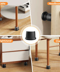 Kick Up Your Bedroom Sleeper Or Couch By 1.6 To 2.6 Inches With Smooth Stepless Thread Adjustment And Built Tough Non Slip Base Black Adjustable Furniture Risers on a table, chair, nightstand, and headboard.
