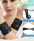 Person wearing Ultra Thin Wrist Wraps For TFCC Tears And Carpal Tunnel Adjustable Compression Wrist Support, black 2 pack.