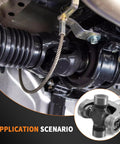 Universal Joint Kit 5-760X 1310WJ ISR Inside Snap Ring Non Greasable Front Axle U Joint installed on automotive driveshaft