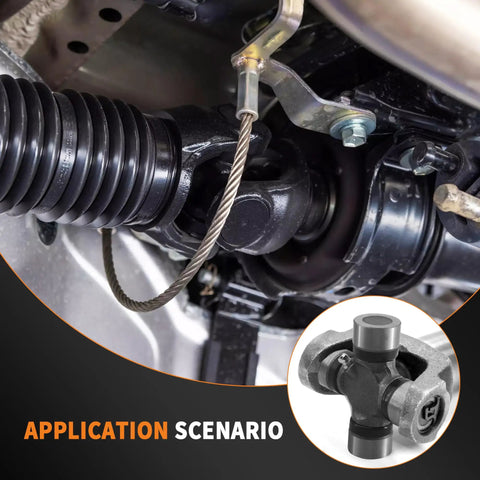 Universal Joint Kit 5-760X 1310WJ ISR Inside Snap Ring Non Greasable Front Axle U Joint installed on automotive driveshaft