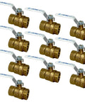 Half Inch FIP Female NPT Brass Ball Valve Full Port 600 WOG Beefy Built To Last With Blowout Proof Stem, set of 10