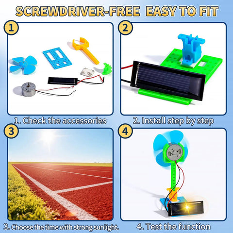Bulk Solar Powered STEM Kits Eight Pack Of Solar Powered Fans For Kids Science Projects Ages Eight To Thirteen assembly guide