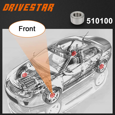 Diagram showing installation of Pair Front Wheel Hub Bearings For 2010-2015 Lexus RX350, RX450h, 2008-2019 Toyota Highlander, 2011-2020 Sienna