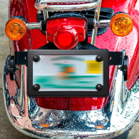 Two Pack Stainless Steel Motorcycle License Plate Frames In Black Finish Heavy Duty Metal Plate Cover With Mounting Screws Nuts Caps Rust Proof And Rattle Proof