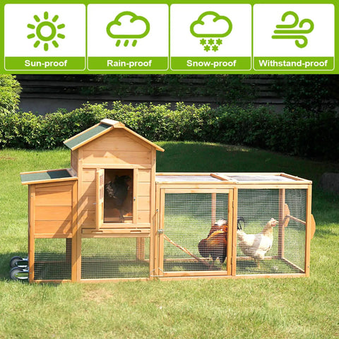 Backyard Chicken Coop On Wheels For 1 To 2 Chickens With Nesting Box Weatherproof Wooden Hen House Outdoor Poultry Barn Wire Fence