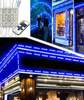 Blue Storefront LED Light Strips 40 ft 80 piece 5054 SMD modules with remote control for shop windows and ad signs.