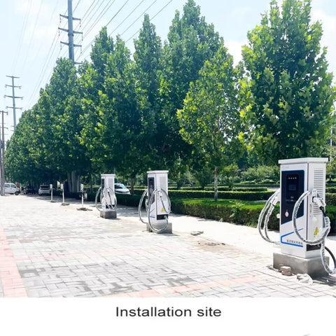 Top Shelf Hardcore Dc Fast Charging Pile For Workplaces Features Legit Configurable Setup tailored for farming sites, with multiple chargers visible on installation site.