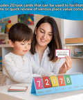 Child and adult using Place Value Flip Chart For Math Manipulatives Two Flip Charts In One Double Sided With Whole Numbers And Decimals.