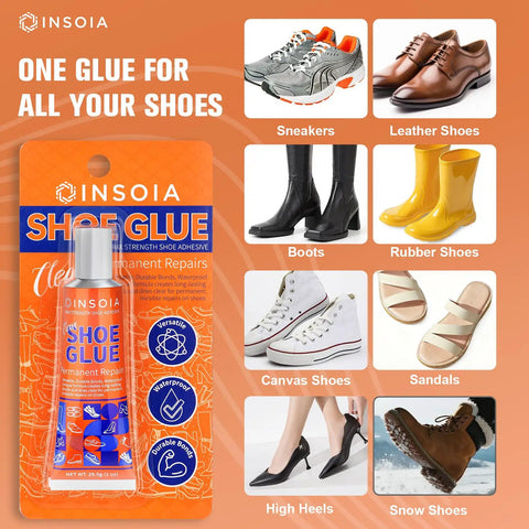 Heavy Duty Shoe Glue Kit 29.5 Milliliters Each 2 Pack Clear Adhesive For Sneakers Boots Leather Rubber And Canvas Waterproof Flexible Repairs For Soles Heels Patches And More Dries In 24 Hours