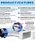 QA-Deluxe 3300 Whole House Fan with R-5 insulated damper, wall switch, and duct features for energy efficient cooling.