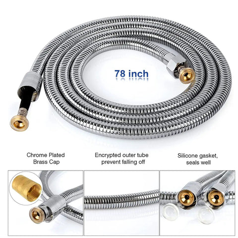 Stainless Steel Rain Shower Head Combo With 6 Inch Rainfall And Handheld 2 Settings Explosion Proof 78 Inch Hose close-up