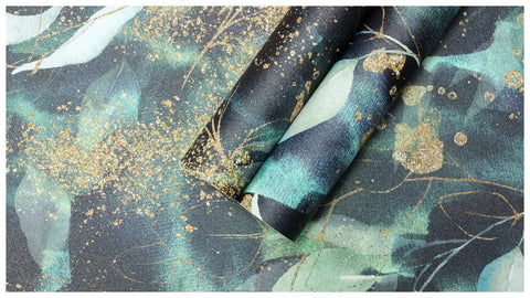 Peel And Stick Boho Forest Wallpaper Removable Mural In Black Green And Matte Gold Vinyl Self Adhesive For Bedroom Easy Install