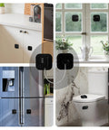 Boss Level Fridge Lock For Kitchen Cabinets And Pantry Drawers Heavy Duty Combo Padlock is shown installed on cabinets, windows, and fridge.