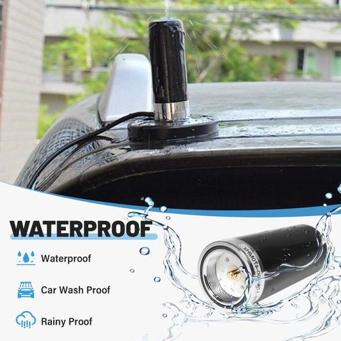 Dual Band GMRS NMO Mount Antenna For VHF 136-174 MHz And UHF 400-470 MHz on car roof with water, waterproof design