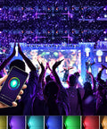 Onythral LED Flood Light showcased at a vibrant event with colorful lighting and audience using smart app control.