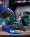 Cut Resistant Work Gloves With Power Grip For Men And Women ANSI A5 Impact Protection Heavy Duty HPPE Safety Gloves handling a hammer.