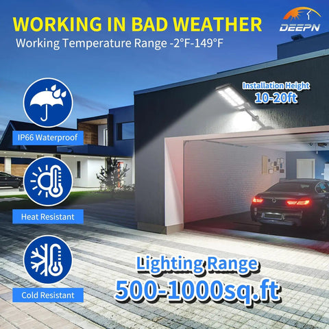 Lit Solar Outdoor Lights 6500K Dusk To Dawn Security Flood Lights With Motion Sensor installed on a house exterior