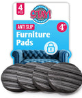 Round Anti Slip Furniture Pads Set Of Four Heavy Duty Non Skid Couch Grippers For Hardwood Floors And Carpets showing four 4-inch black pads.