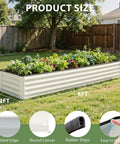 Galvanized Raised Garden Bed Kit 8x2x1 Ft, 1 Pack, LeakProof Planter Box with vegetables in outdoor metal garden bed, white finish