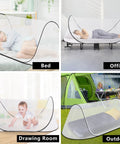 Large Pop Up Mosquito Net Tent Portable Foldable Mesh Shelter For Bed Camping Travel And Patio Breathable Lightweight Design 78 By 31 By 23 Inch Fits Adults And Kids For Indoor Or Outdoor Use in various settings.