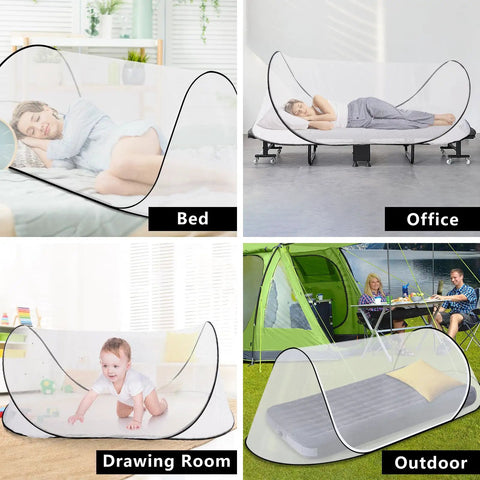 Large Pop Up Mosquito Net Tent Portable Foldable Mesh Shelter For Bed Camping Travel And Patio Breathable Lightweight Design 78 By 31 By 23 Inch Fits Adults And Kids For Indoor Or Outdoor Use in various settings.