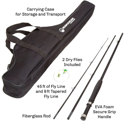 On The Go Fly Fishing Rod And Reel Combo With Carry Case Flies And Line Includes 8 Foot 3 Piece Rod Five Six Reel Kit Display