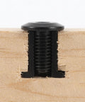Close-up of M3 hex socket screw installed in wood, part of 40 Sets Furniture Connector Bolts With M3 Hex Socket Screws And Barrel Nuts.