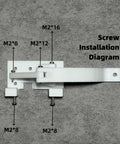 Servo Hinge Kit for SG90 Mini Servos, Hatch Door Mount, White Plastic 3.2x1 Inches, with screw installation diagram visible