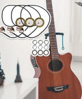 3 Pack Piezo Guitar Pickup Transducers With 0.25 Inch Output Jack for Guitar and Violin, shown with guitar setup