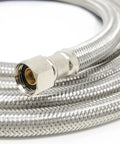 4 Foot Stainless Steel Braided Dishwasher Installation Kit With Three Eighths Inch Compression Fittings Swivel Elbow And MIP Connector